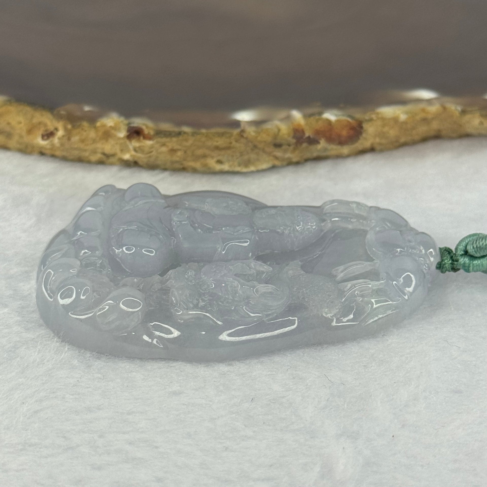 Grandmaster Certified Type A Icy Jelly Intense Lavender Jadeite Buddha and Dragon Pendent 47.05g 61.3 by 42.9 by 9.7mm - Huangs Jadeite and Jewelry Pte Ltd