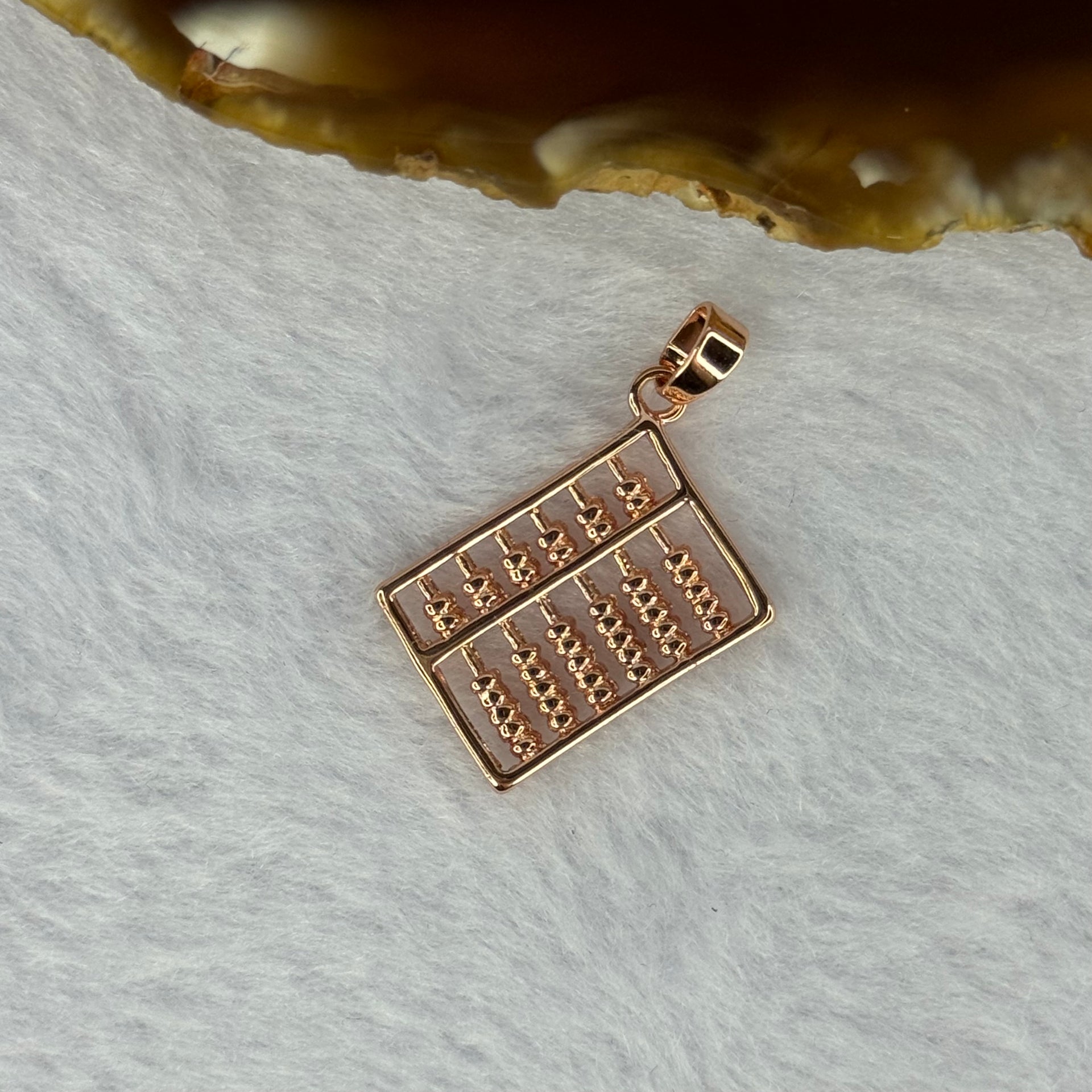 Mini Rose Gold Abacus Pendent 18.6g 21.9 by 13.7 by 1.6mm - Huangs Jadeite and Jewelry Pte Ltd