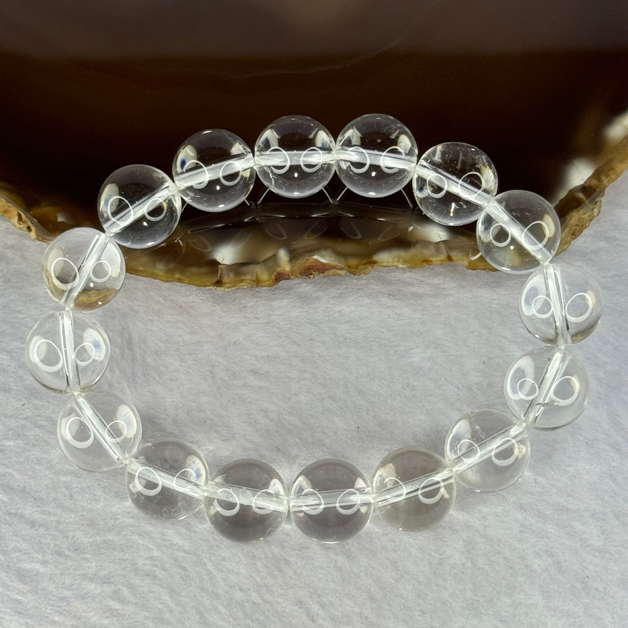 Natural Clear Quartz Beads Bracelet 天然白水晶手链 46.09g 17.5cm 12.9mm 16 Beads