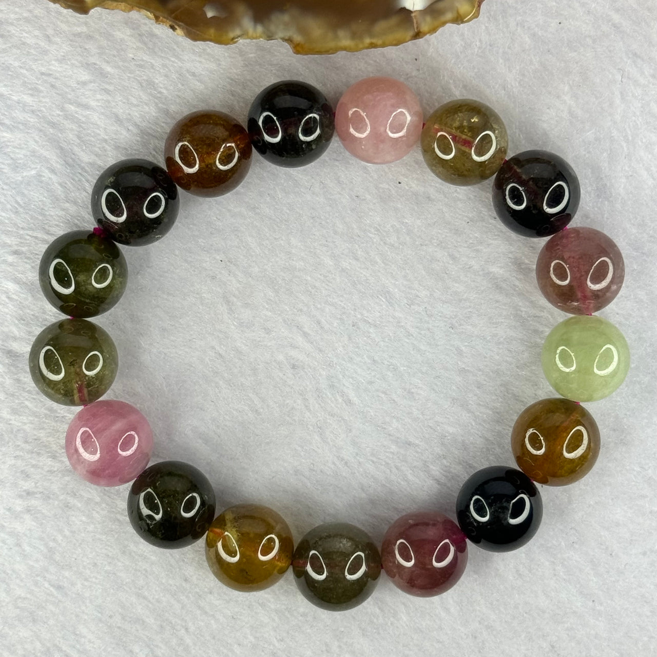 Good Grade Natural Tourmaline Beads Bracelet 好的天然碧玺珠手链 45.17g 17.5cm 11.9mm 17 Beads - Huangs Jadeite and Jewelry Pte Ltd