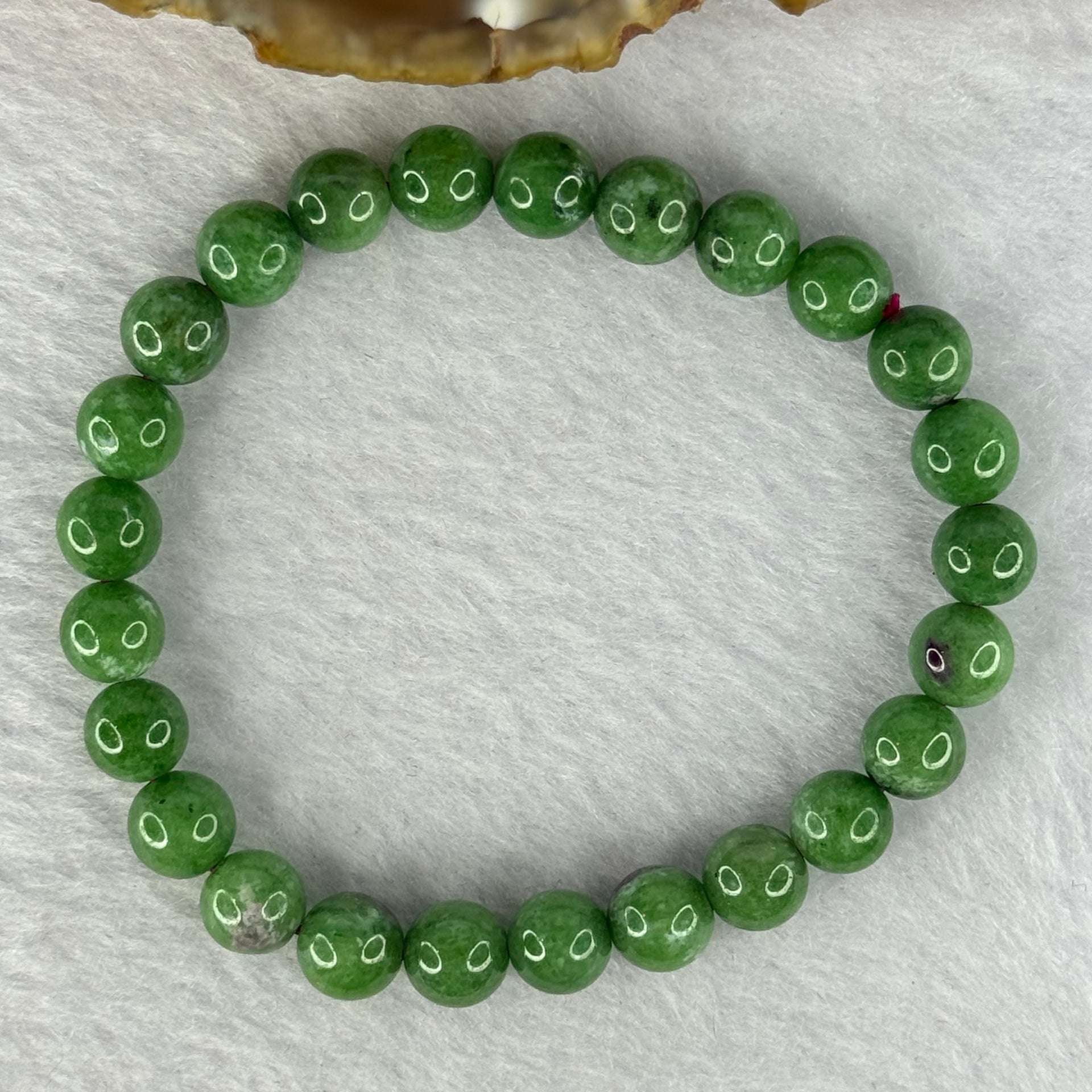 Natural Emerald And Ruby Zoisite Beads Bracelet 18.40g 15.5cm 7.7mm 25 Beads - Huangs Jadeite and Jewelry Pte Ltd