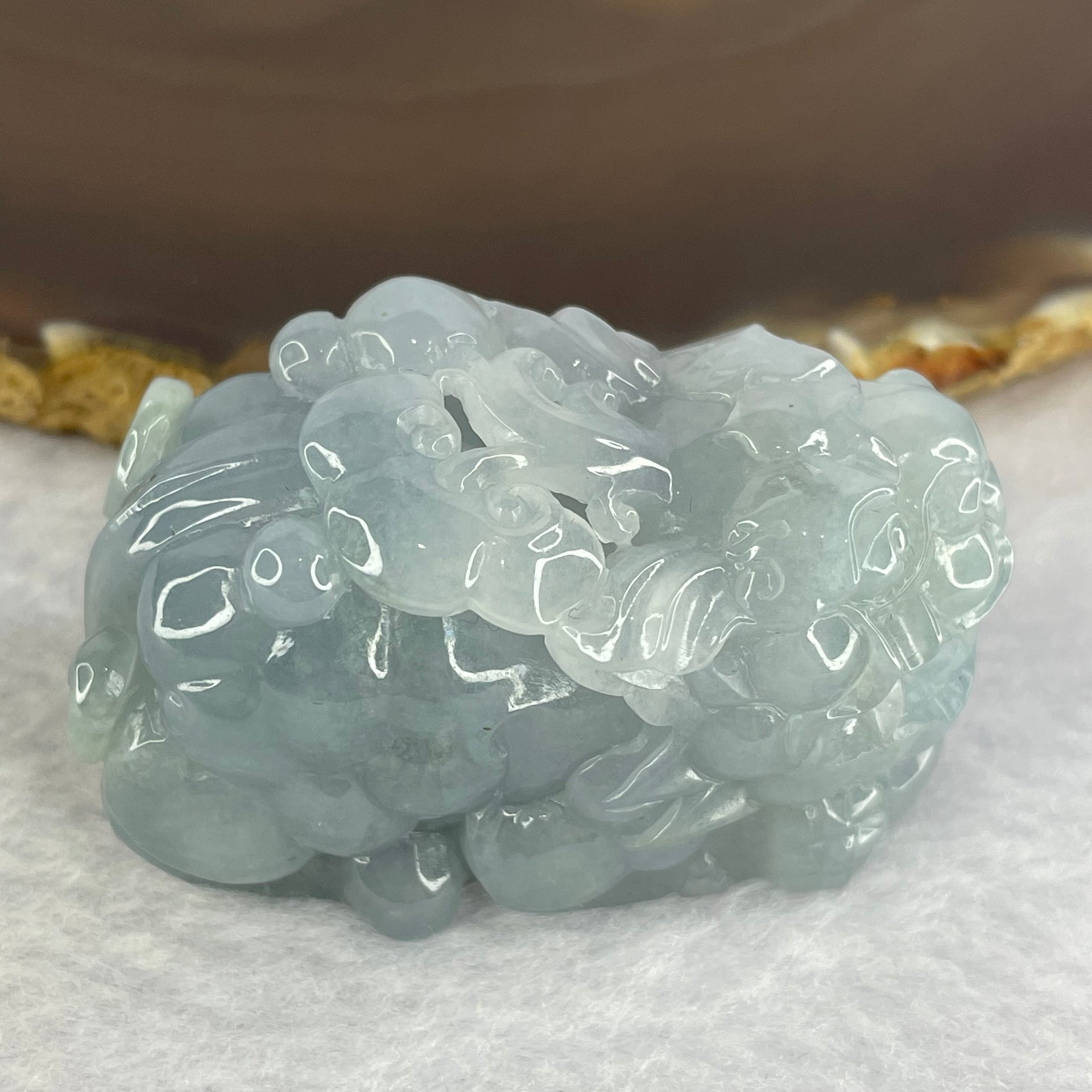 Grand Master Deep Intense Sky Blue Jadeite Pixiu 82.04g 50.6 by 25.7 by 29.2mm - Huangs Jadeite and Jewelry Pte Ltd