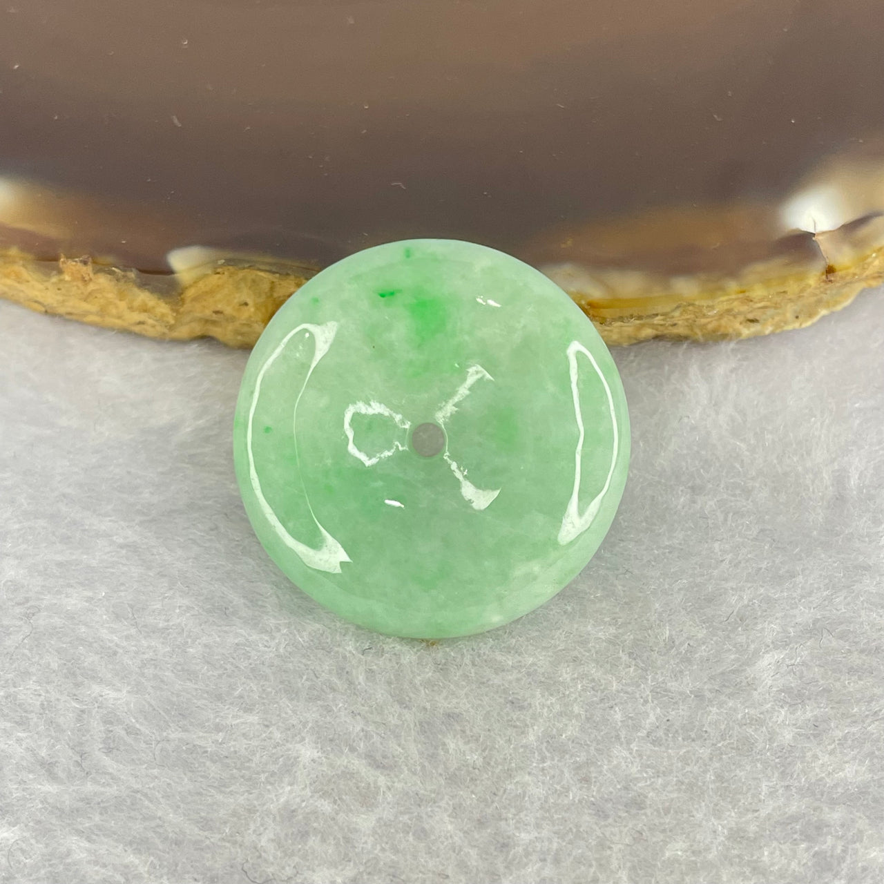 Type A Spicy Green Ping An Kou Jadeite 7.49g by 25.6 by 5.6mm - Huangs Jadeite and Jewelry Pte Ltd