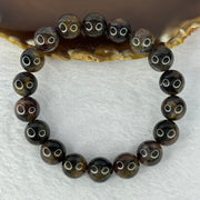 Natural Black Auralite 23 Bracelet 天然黑激光23手链 35.22g 17.5cm 11.4mm 18 Beads - Huangs Jadeite and Jewelry Pte Ltd