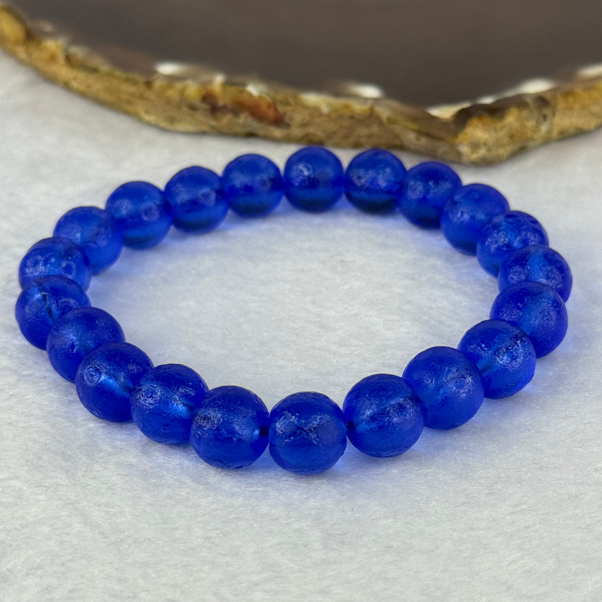 Blue Luili Bracelet 24.42g 16.5cm 10.2mm 21 Beads - Huangs Jadeite and Jewelry Pte Ltd