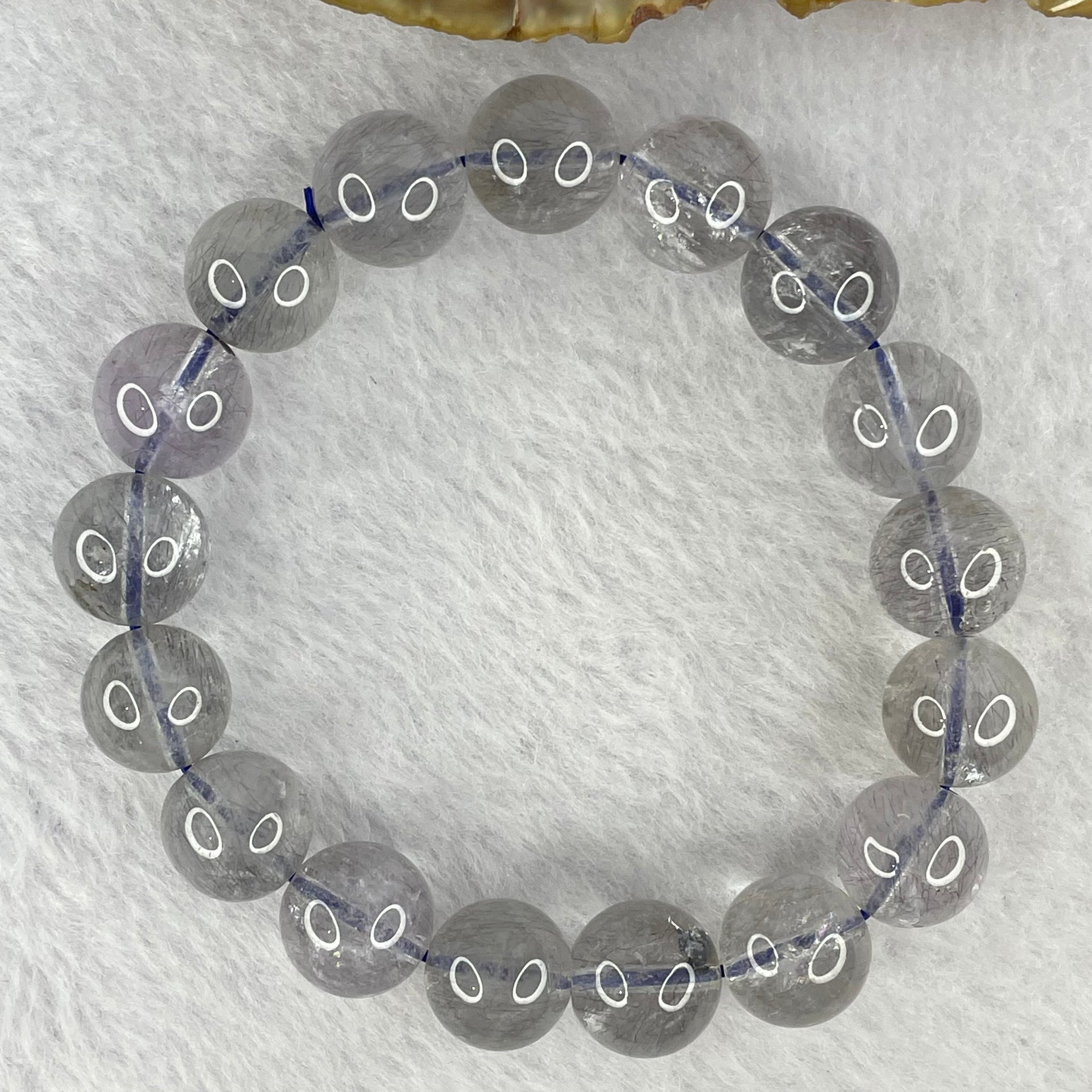 Above Average Grade Natural Blue Super 7 Crystal Bracelet 天然蓝超七水晶手链 39.43g 17cm 12mm 17 Beads - Huangs Jadeite and Jewelry Pte Ltd