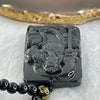 Black Obsidian Beads Necklace with Black Obsidian Guan Gong Pendant 43.61g 57.6 by 38.7 by 11.7mm