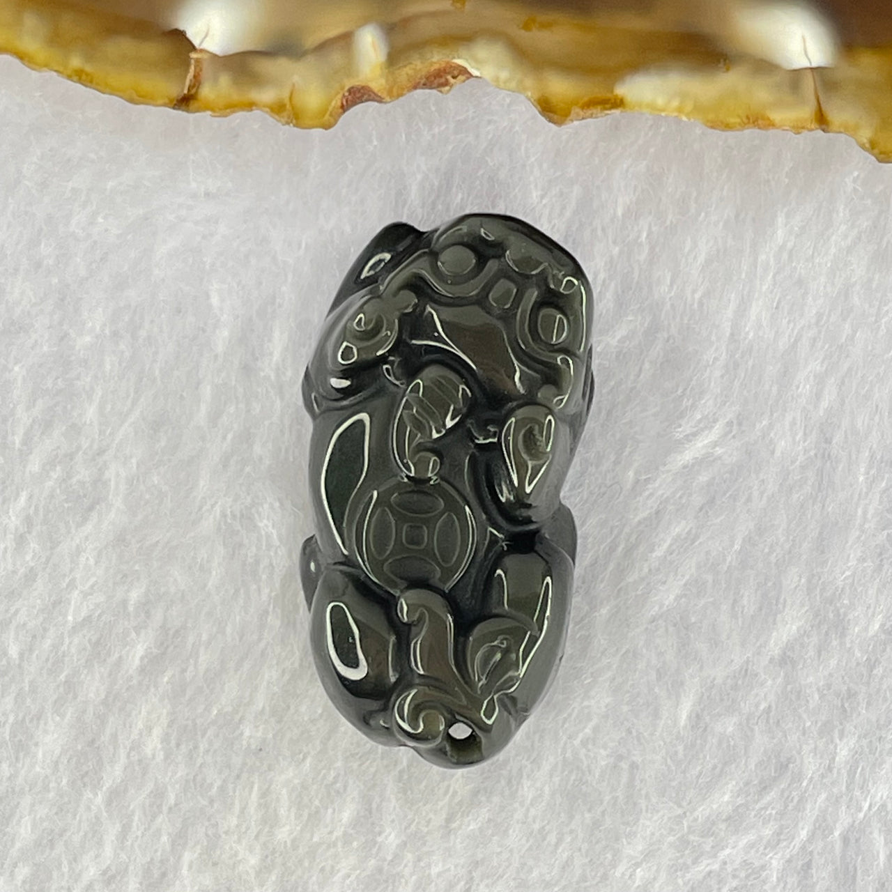 Black Obsidian Pixiu Charm 9.87g 32.3 by 17.4 by 12.0mm