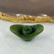 Natural Dark Green Nephrite Mini Gold Ingot Charm/Pendent 12.85g 36.7 by 21.0 by 17.1mm - Huangs Jadeite and Jewelry Pte Ltd