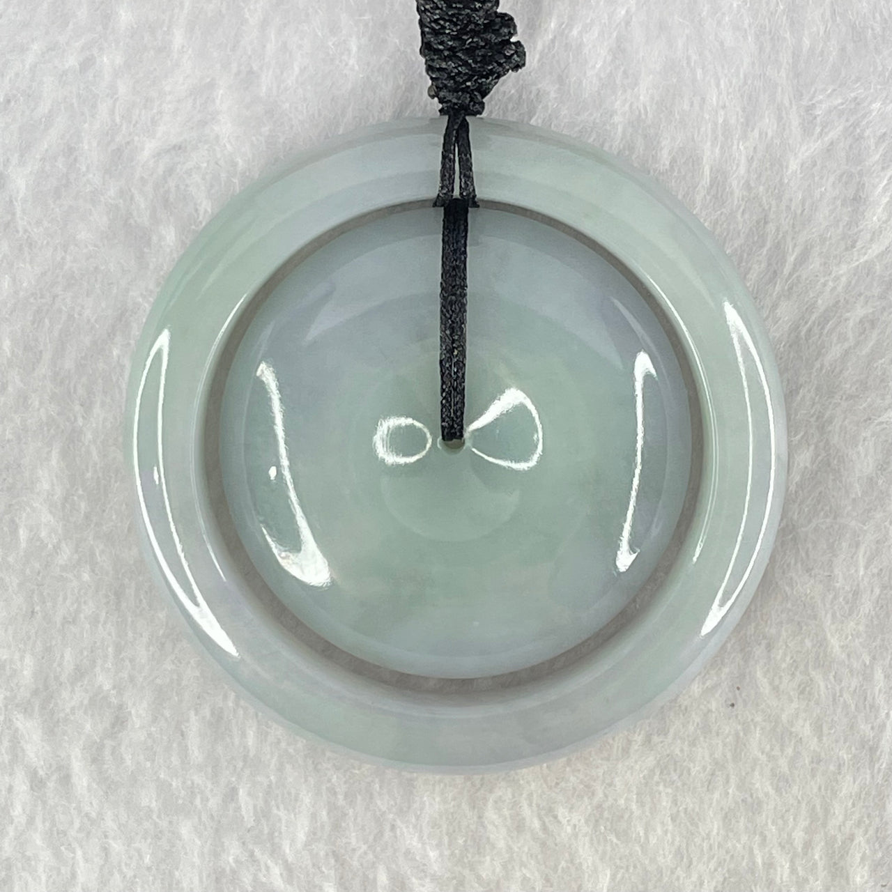 Type A Intense Lavender Jadeite Double Ping An Kou Donut Pendant 31.48g 7.3 by 5.6mm, 33.3 by 7.5mm