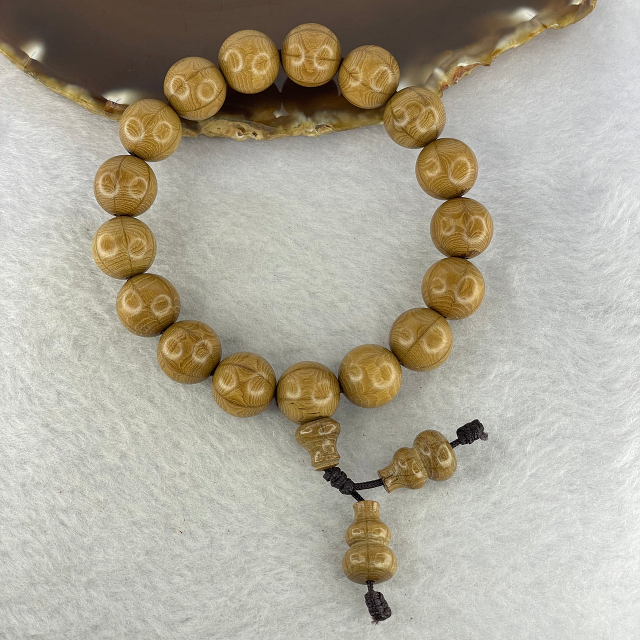 Natural Liu Dao Mu Abelia Wood 六道木 Beads Bracelet 17.79g 12.7mm 17 Beads + 2 Hulu Beads - Huangs Jadeite and Jewelry Pte Ltd