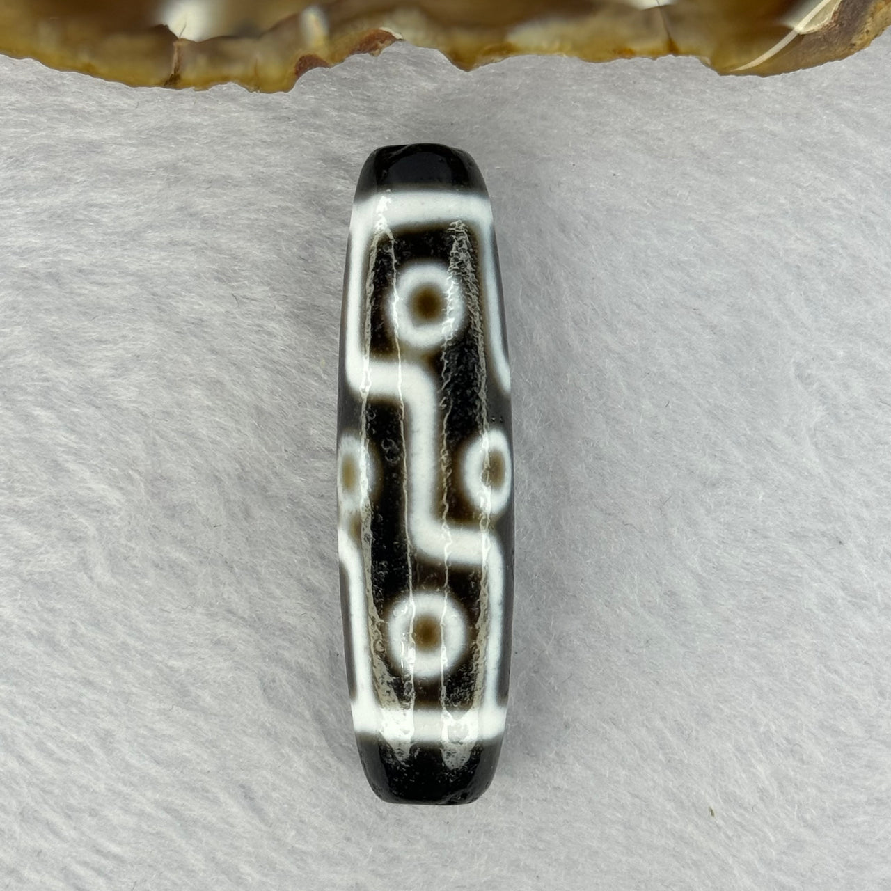 Natural Powerful Tibetan Old Oily Agate 9 Eyes Dzi Bead Heavenly Master (Tian Zhu) 九眼天诛 13.09g 48.9 by 13.0mm - Huangs Jadeite and Jewelry Pte Ltd