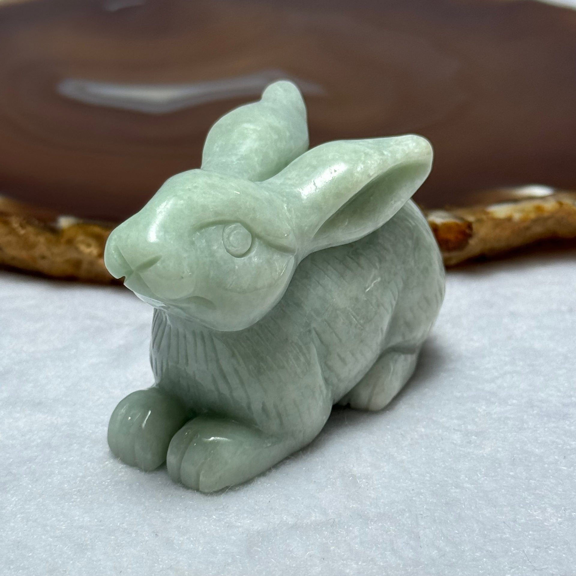 Type A Green Jadeite Rabbit Mini Display 122.06g 60.4 by 29.2 by 38.4mm - Huangs Jadeite and Jewelry Pte Ltd