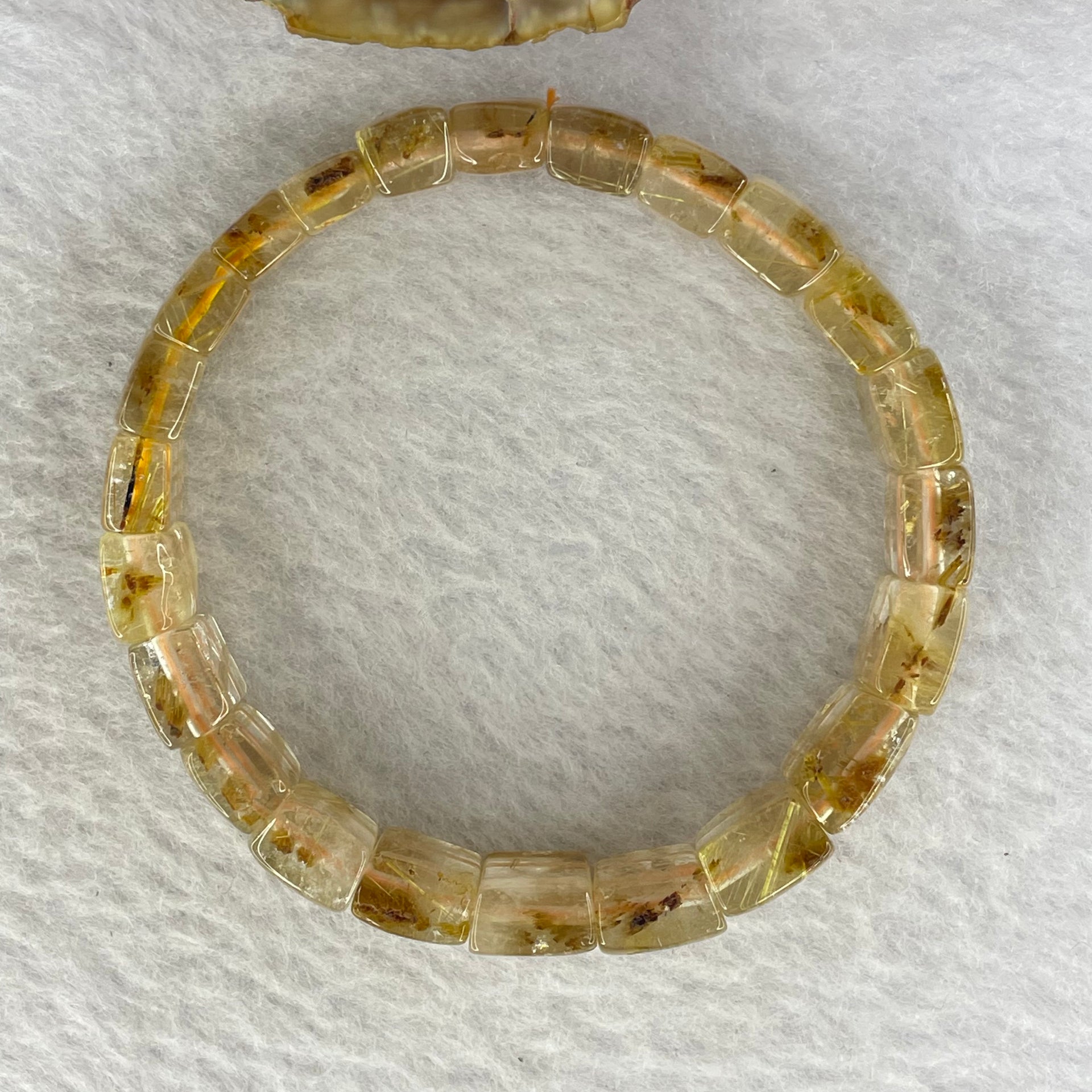 High Quality Natural Golden Rutilated Quartz Quartz Shou Pai Bracelet 顺发金手拍链 30.92g 12.6 mm by 11.3 by 6.6 mm 22 pcs - Huangs Jadeite and Jewelry Pte Ltd