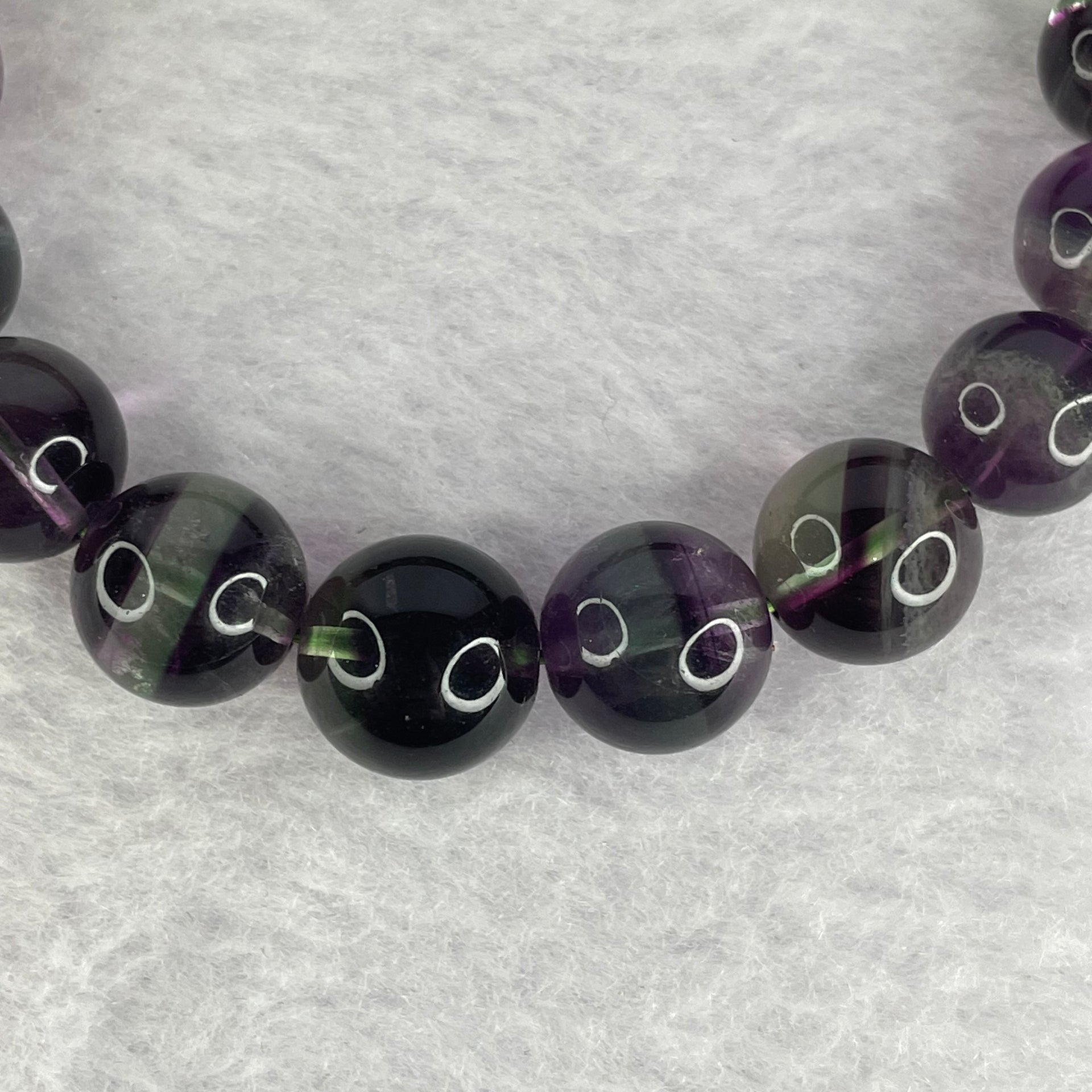 Natural Intense Deep Purple and Green Fluorite 21 Beads 12.4mm 32.70g - Huangs Jadeite and Jewelry Pte Ltd