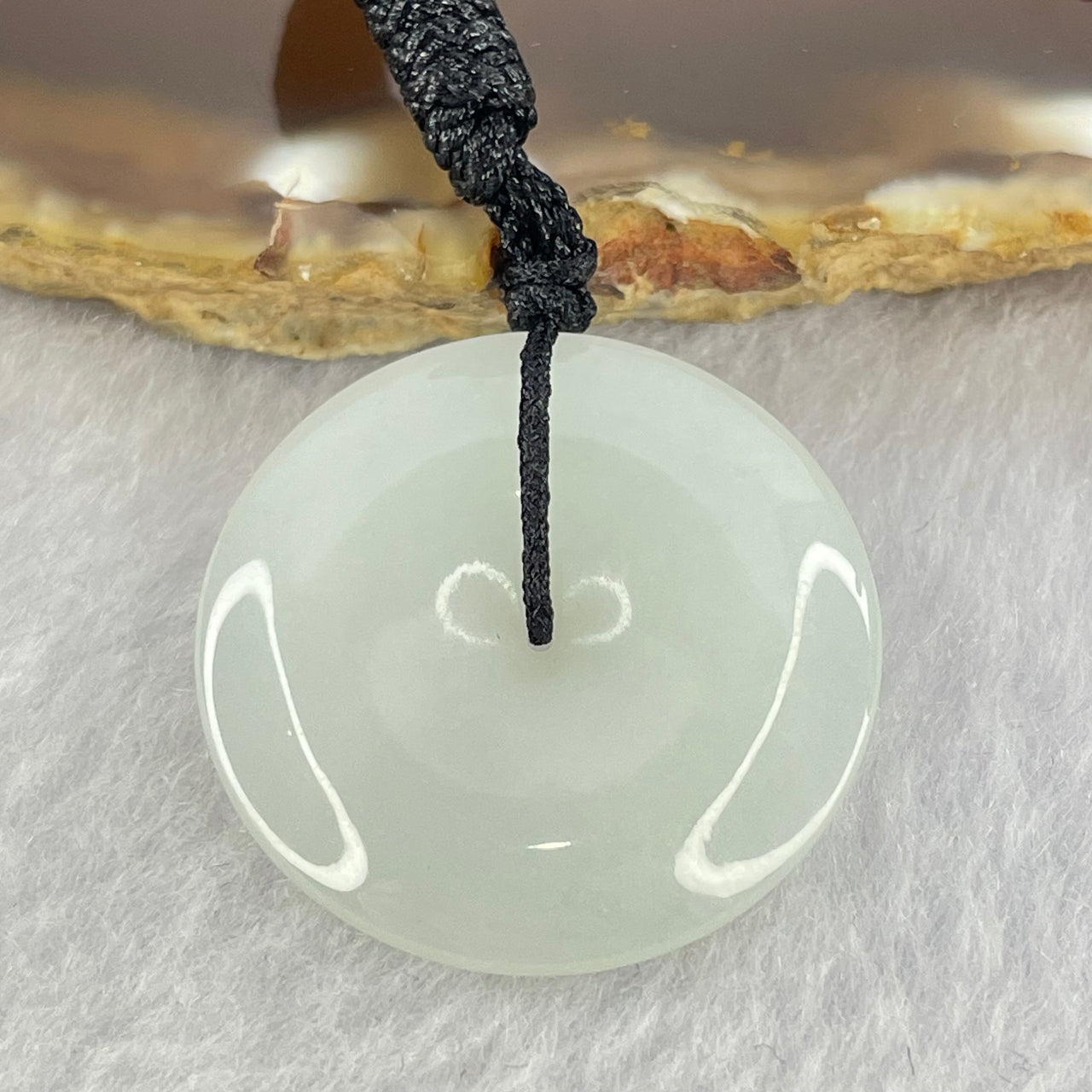 Type A Faint Green Jadeite Ping An Kou Donut Pendent 7.45g 26.6 by 4.9mm