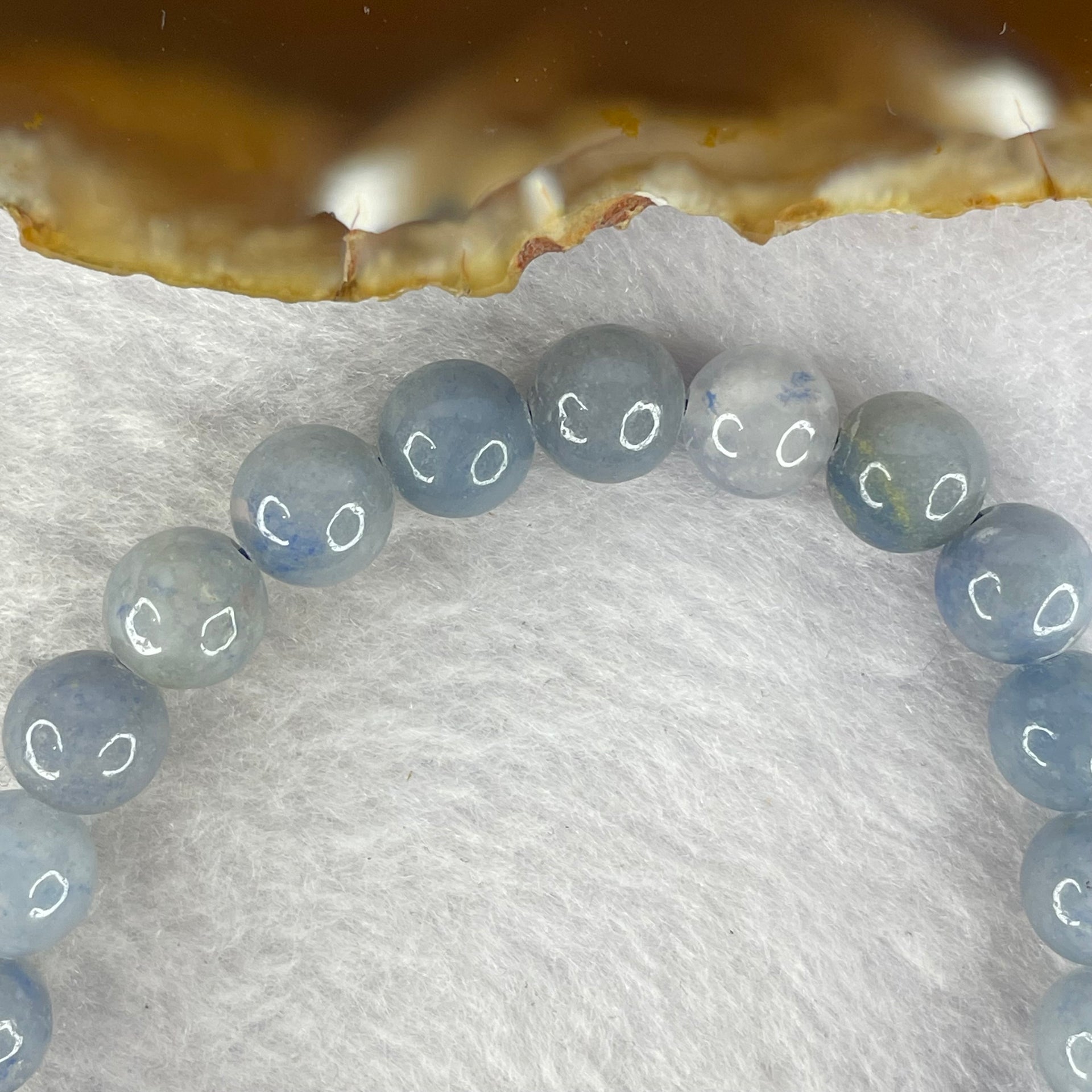 Natural Blue Aventurine Bracelet 19.94g 16.5cm 8.7mm 23 Beads - Huangs Jadeite and Jewelry Pte Ltd