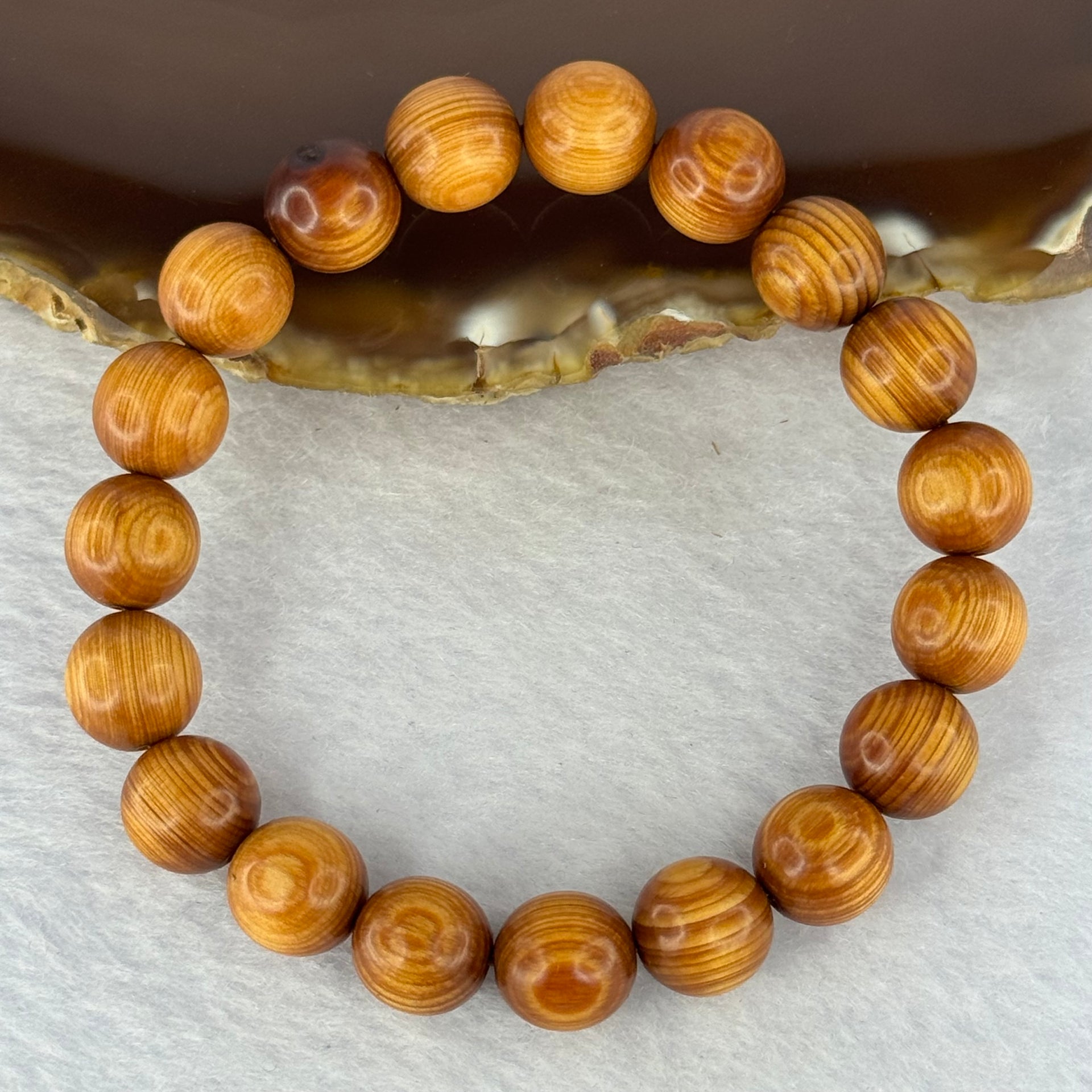 Natural Old Yabai Thuja Wood Beads Bracelet 老树崖柏手链 9.11g 16.5cm 10.1mm 19 Beads - Huangs Jadeite and Jewelry Pte Ltd