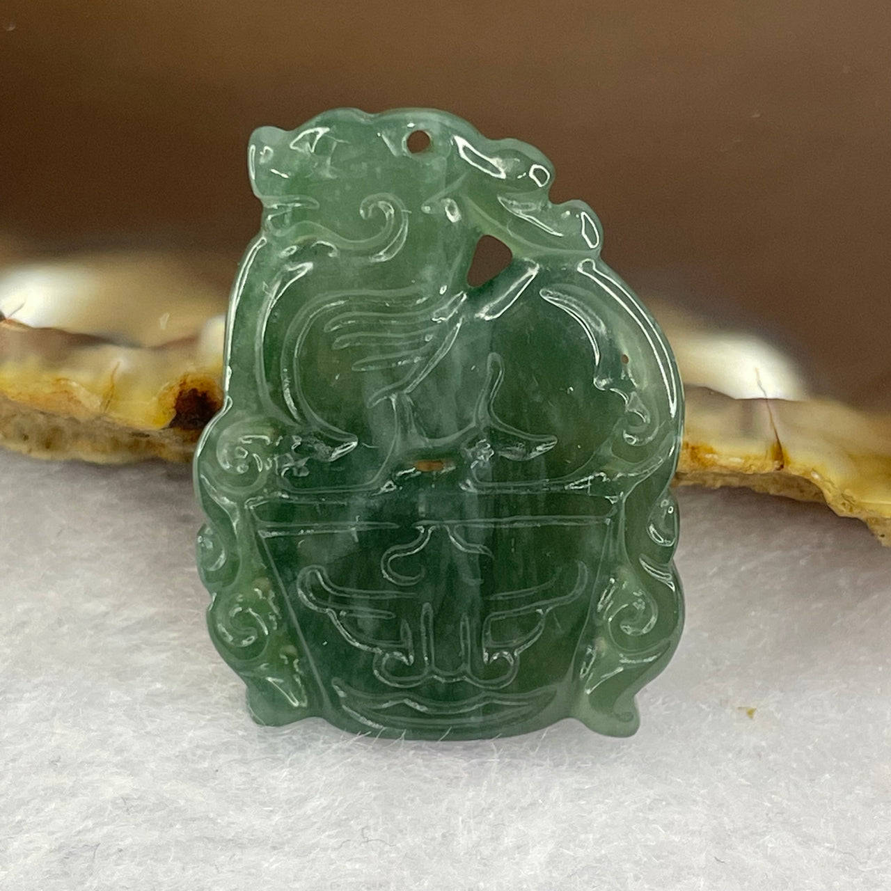 Type A Semi Icy Blueish Green Jadeite Pixiu 28.3 by 21.9 by 3.9 mm 4.80g - Huangs Jadeite and Jewelry Pte Ltd