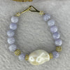 Blue Chalcedony Quartz with Pearl Bracelet 15.95g 7.4 mm / 23 Beads 22.3 by 14.4 by 14.0 mm - Huangs Jadeite and Jewelry Pte Ltd