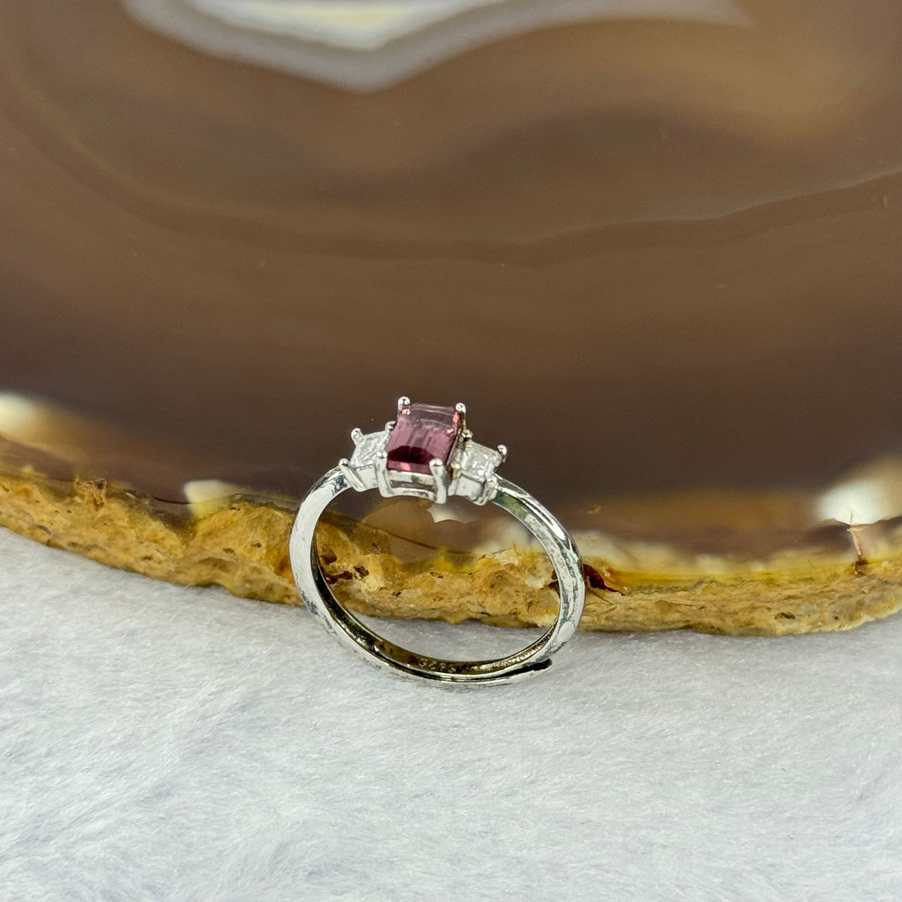 Natural Elbaite Tourmaline in 925 Sliver Ring (Adjustable Size) 1.39g 5.9 by 3.6 by 3.0mm - Huangs Jadeite and Jewelry Pte Ltd