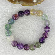 Natural Purple Green Yellow Fluorite Beads Bracelet 20.05g 8.6mm by 19 Beads 13cm - Huangs Jadeite and Jewelry Pte Ltd