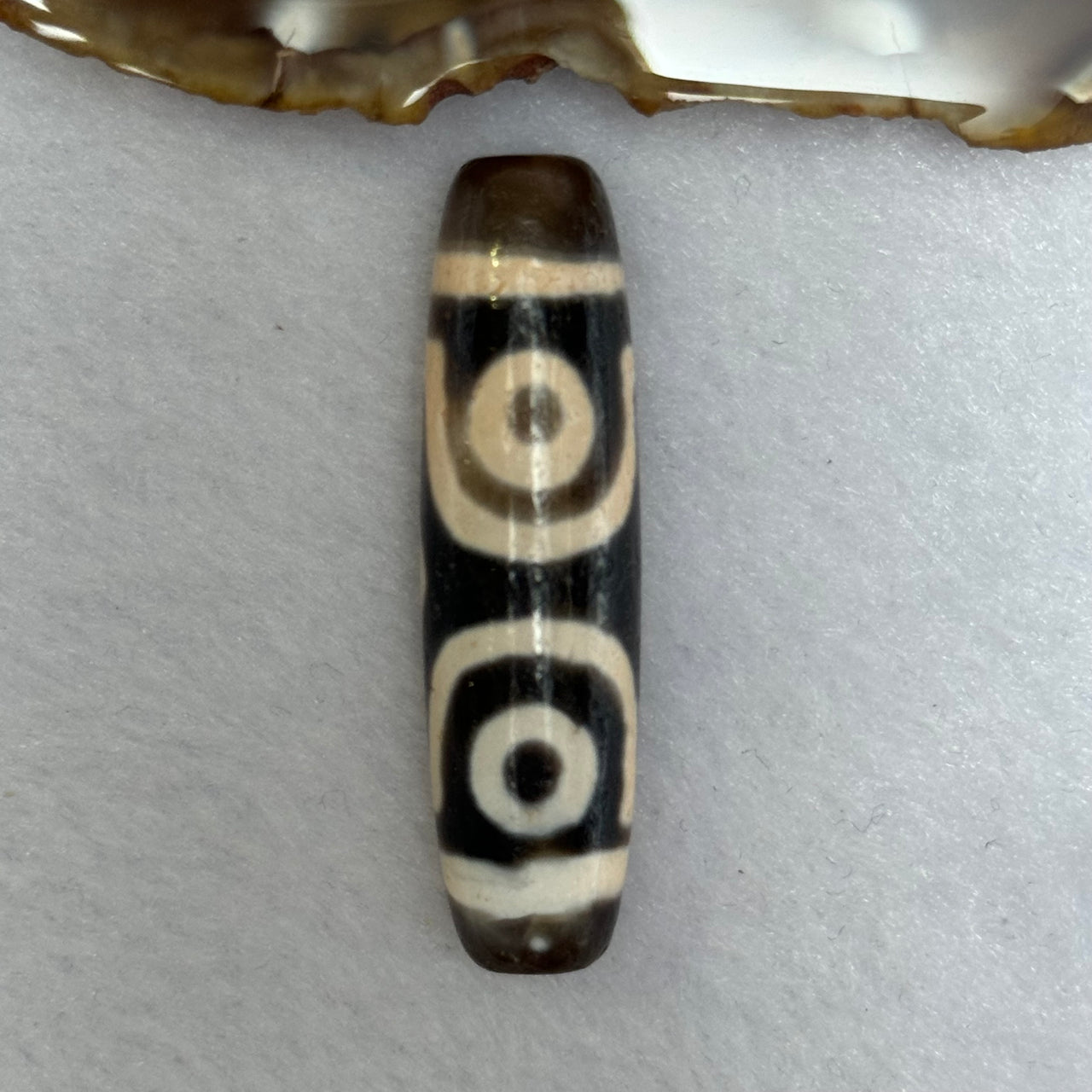 Natural Powerful Tibetan Old Oily Agate 3 Eyes Dzi Bead Heavenly Master (Tian Zhu) 三眼天诛 12.36g 44.5 by 9.1mm - Huangs Jadeite and Jewelry Pte Ltd