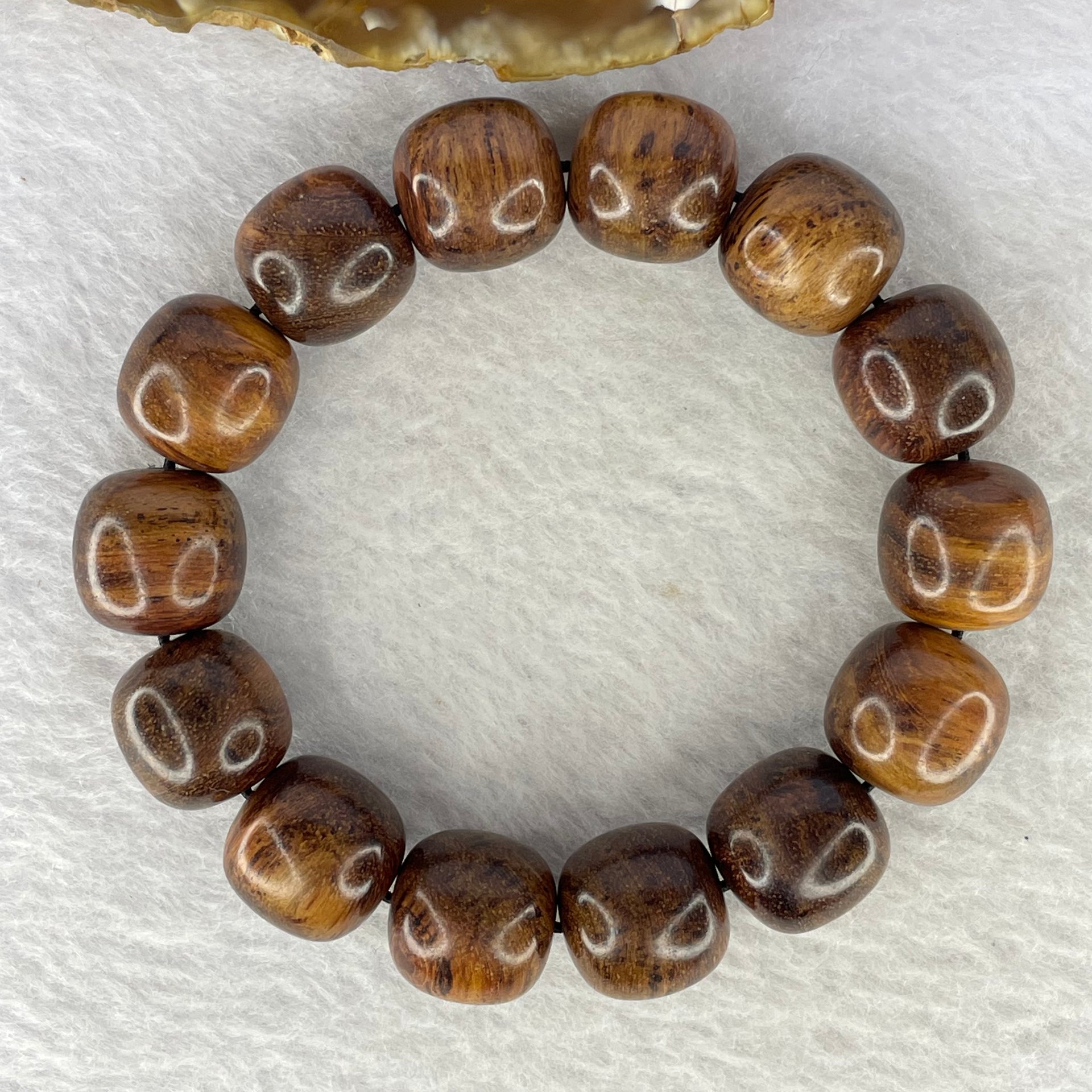 Natural China Hainan Huang Hua Li Beads Bracelet 天然中国海南黄花梨手链 27.00g 15.1 mm 14 Beads - Huangs Jadeite and Jewelry Pte Ltd