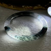 Transparent Colourless with Dark Black Grey Piao Hua Sodium Feldspar Jade Bangle 水沫玉手镯 Internal Diameter 58.6mm 34.68g 8.9 by 8.9mm