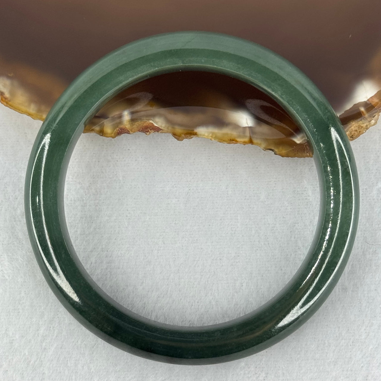 Type A Dark Green Jadeite Bangle Internal Diameter 50.9mm 39.18g 9.8 by 7.7mm (Very Slight Internal Line)