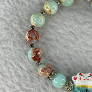 Natural Variscite Jasper with Fortune Cat Bracelet 12.22g 8.3 mm 14 Beads (Adjustable Size) - Huangs Jadeite and Jewelry Pte Ltd