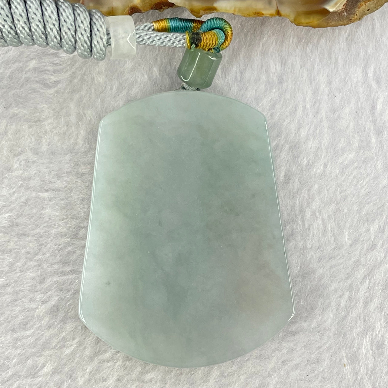 Type A Light Green and Lavender Jadeite Wu Shi Pai Pendent 38.34g 51.4 by 40.1 by 6.7mm