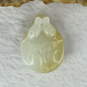 Natural Light Brown with White Nephrite Dragon Tortoise Mini Pendant 9.15g 28.8 by 21.8 by 11.4mm - Huangs Jadeite and Jewelry Pte Ltd