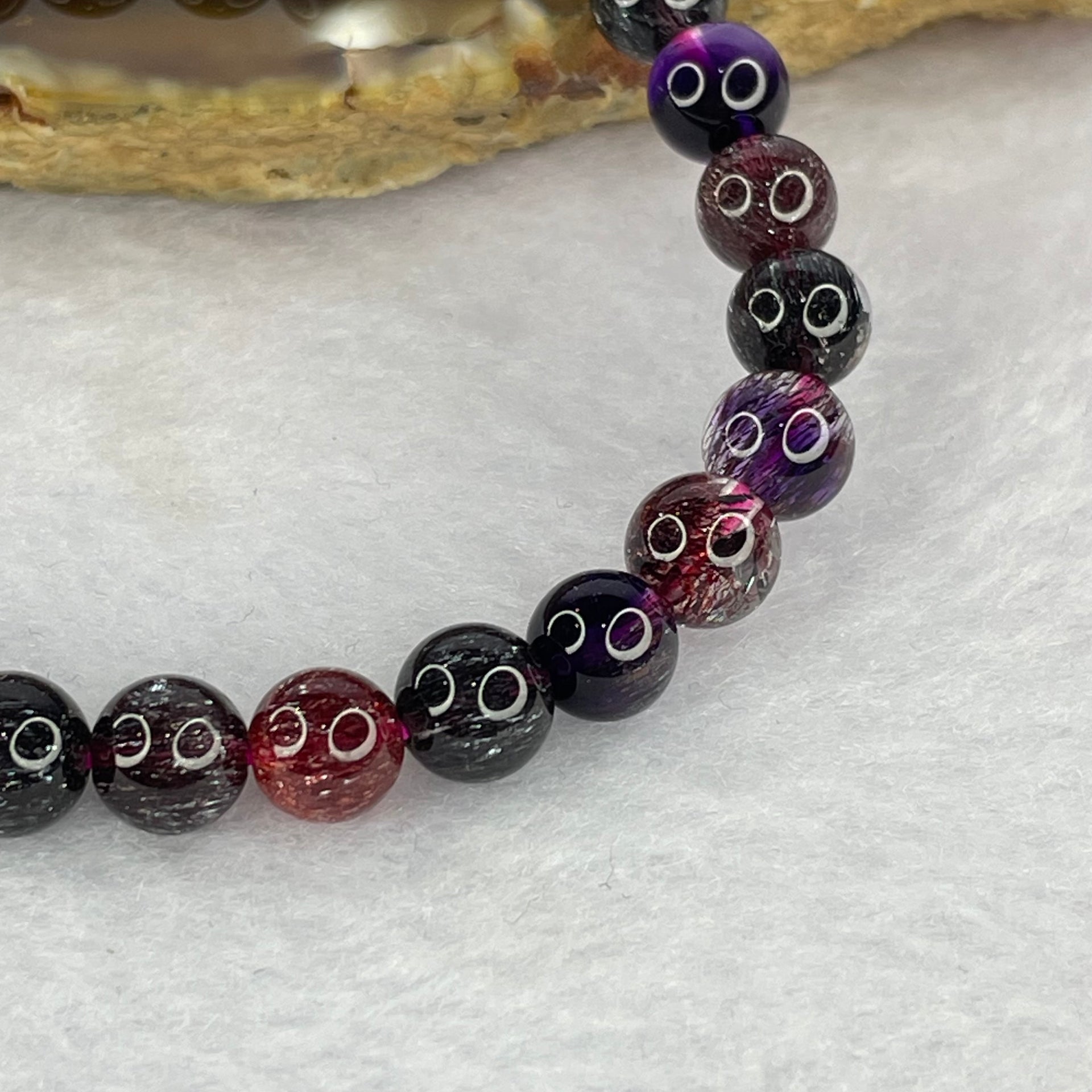 Very Very High End Natural Black Super 7 Crystal 26 Beads Bracelet 7.1mm 12.98g - Huangs Jadeite and Jewelry Pte Ltd