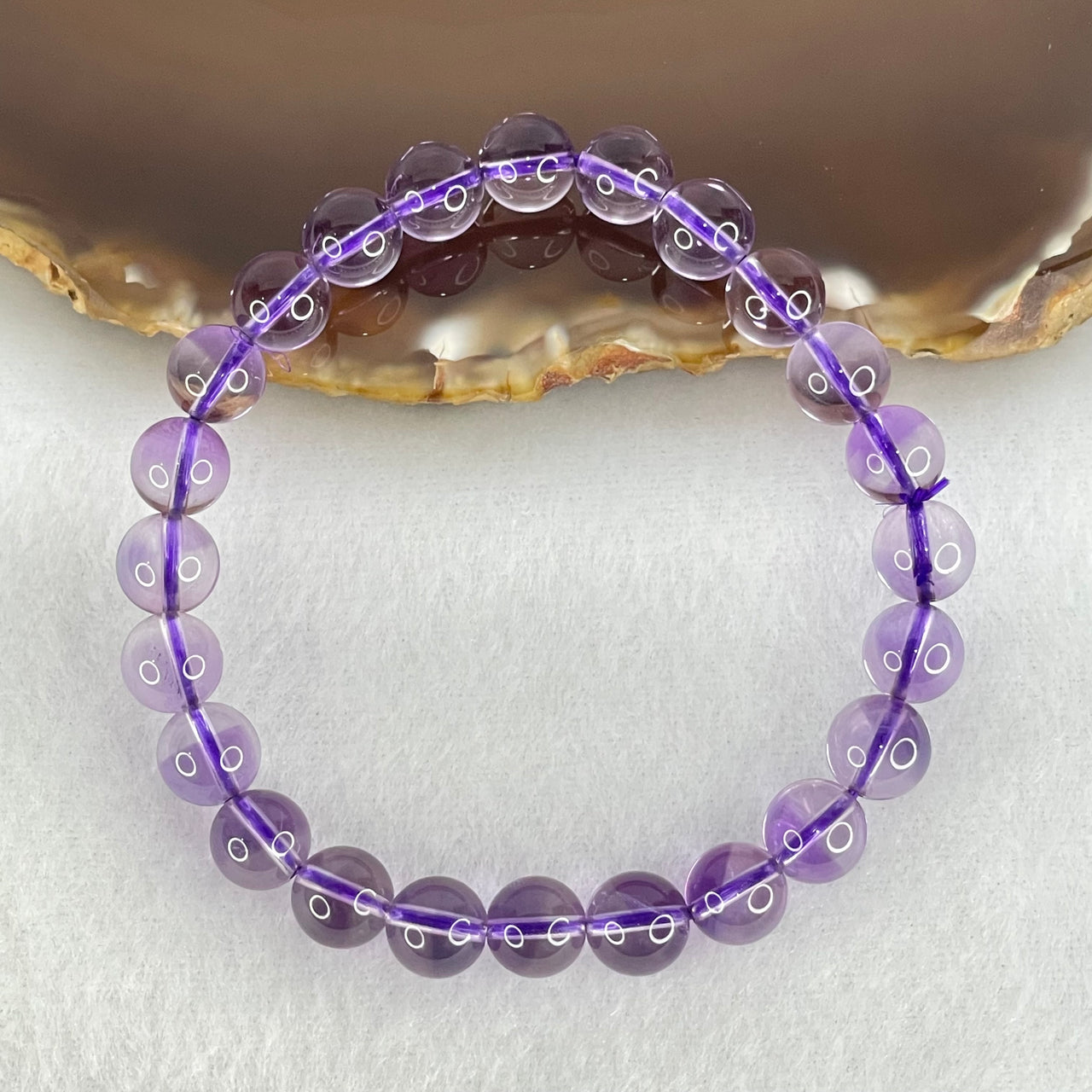 Natural Amethyst Beads Bracelet 17.730g 16cm 8.3mm 24 Beads