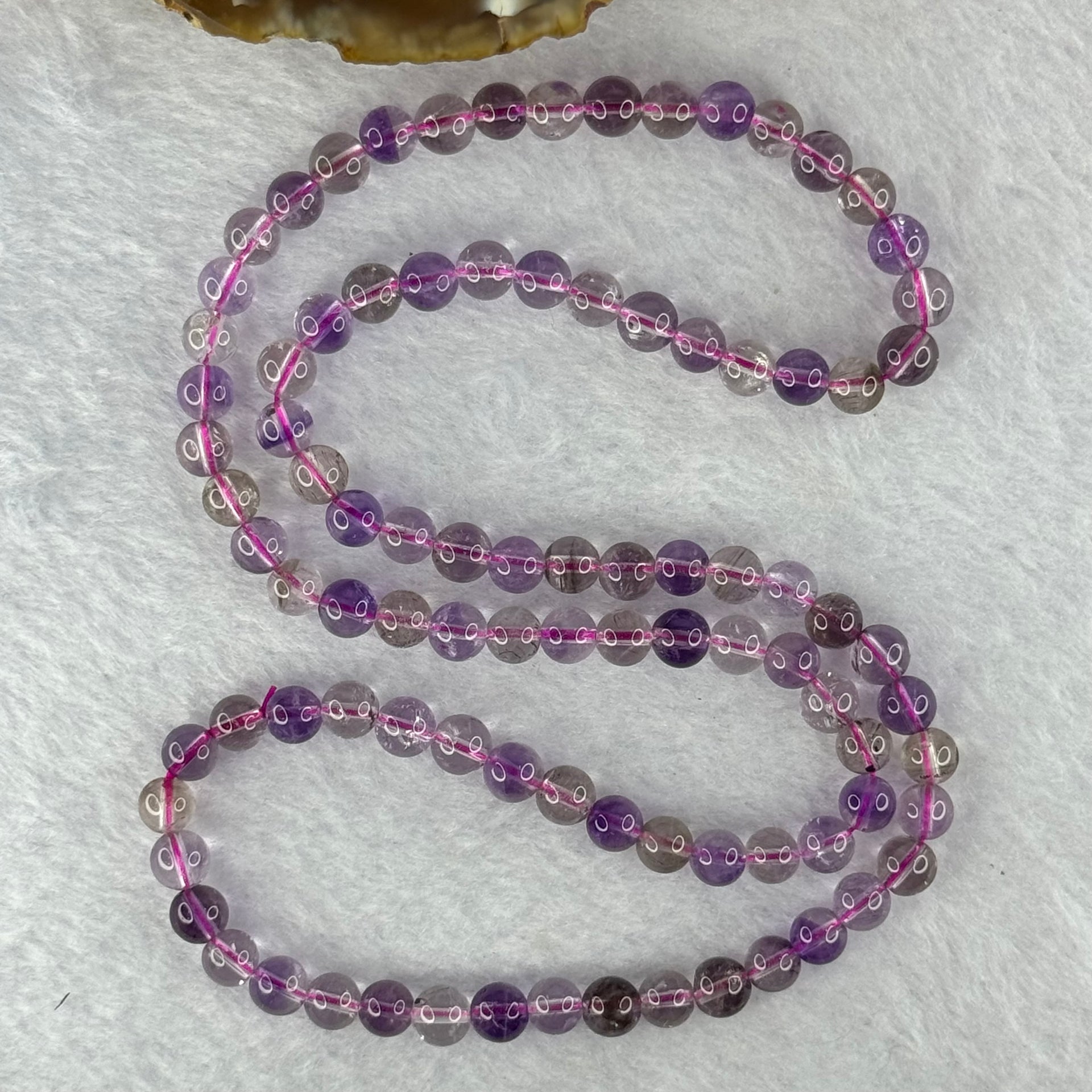 Average Grade Natural Super 7 Crystal Beads Necklace 天然超级七水晶珠项链 28.82g 54cm 6.3mm 93 Beads - Huangs Jadeite and Jewelry Pte Ltd