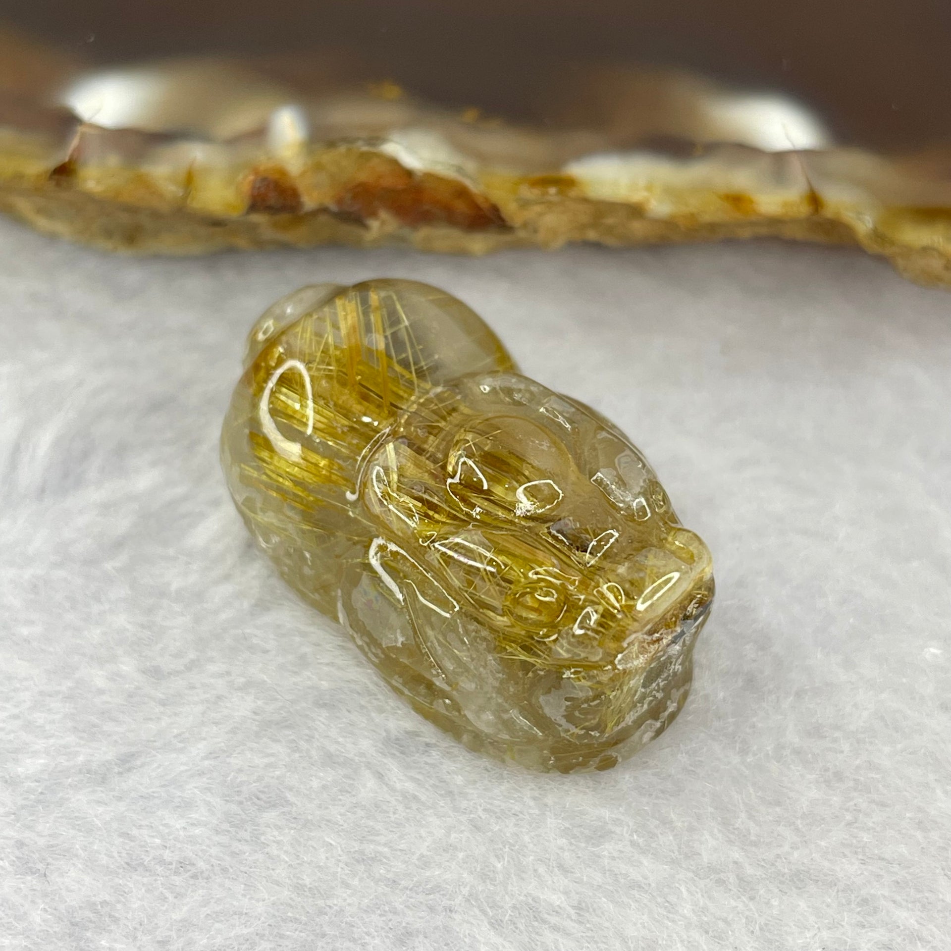 Good Grade Natural Golden Shun Fa Rutilated Quartz Pixiu Charm for Bracelet 天然金顺发水晶貔貅 7.96g 24.4 by 15.9 by 12.2mm - Huangs Jadeite and Jewelry Pte Ltd