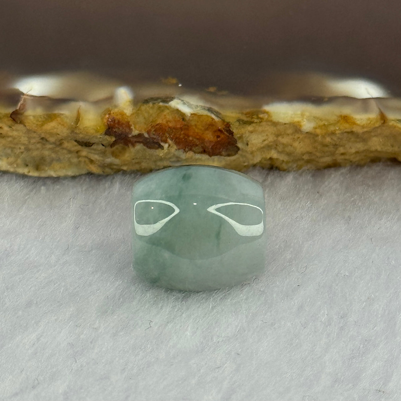 Type A Blueish Green Piao Hua Jadeite Lulu Tong Charm 3.54g 12.7 by 12.1mm