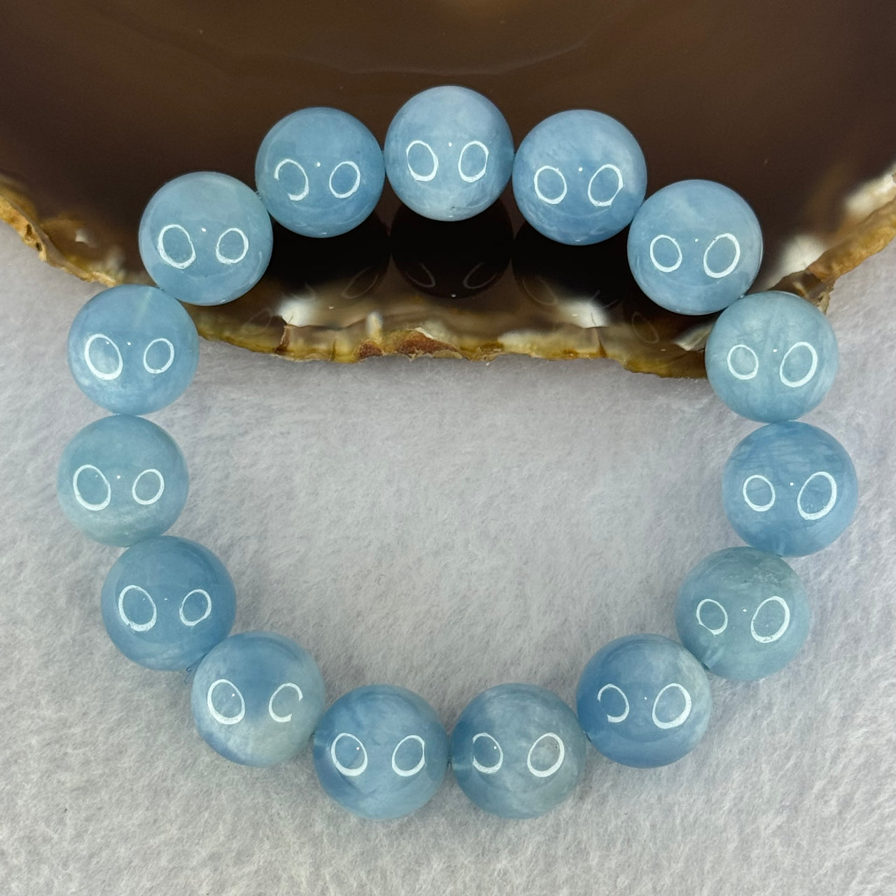 Natural Aquamarine Beads Bracelet 66.27g 19cm 14.8mm 15 Beads