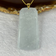 18K Yellow Gold Type A Light Green with Lavender Jadeite Ancient Beast Pendent in S925 Sliver Gold Colour Necklace 16.20g 48.3 by 24.1 by 4.6mm - Huangs Jadeite and Jewelry Pte Ltd