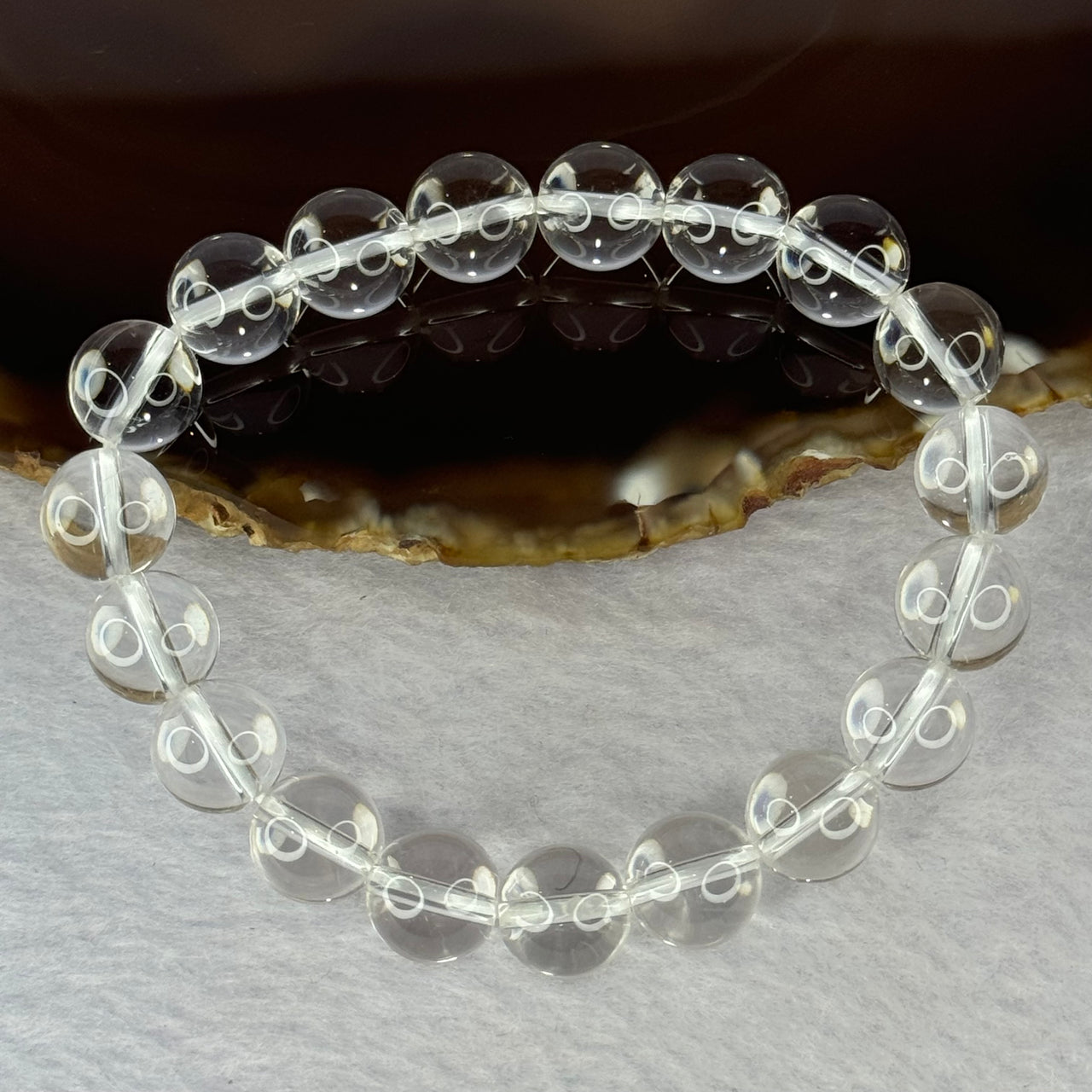 Natural Clear Quartz Bracelet 天然白水晶手链 30.73g 17cm 10.6mm 19 Beads