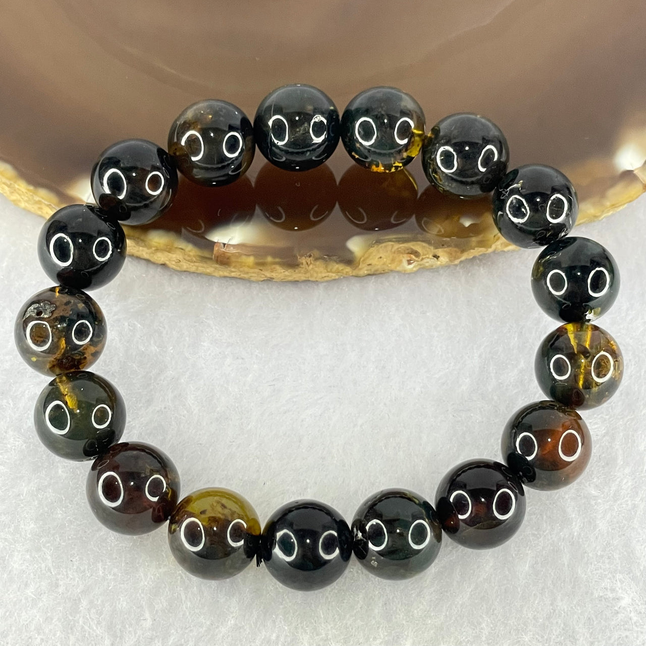 Natural Medicine Amber Beads Bracelet 天然灵草药珀手链 17.08g 17.5cm 12.3mm 17 Beads