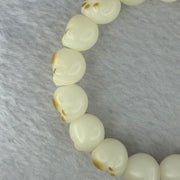 Natural White Color Bodhi Beads in Paw Bracelet 19.89g 16cm 12.8mm 17 Beads - Huangs Jadeite and Jewelry Pte Ltd