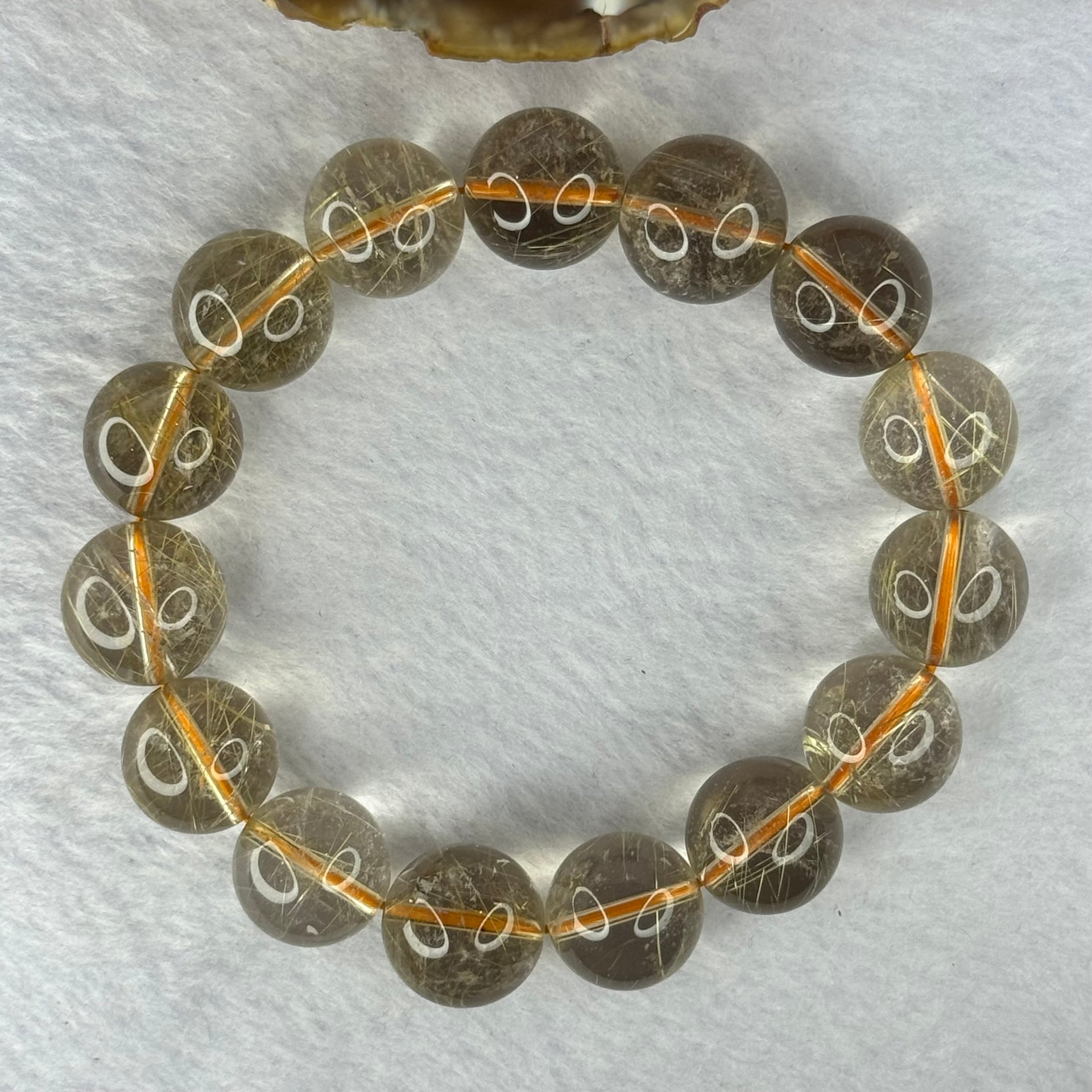 Natural Golden Rutilated Quartz Beads 天然金发水晶手链 73.30g 20cm 15.7mm 15 Beads - Huangs Jadeite and Jewelry Pte Ltd