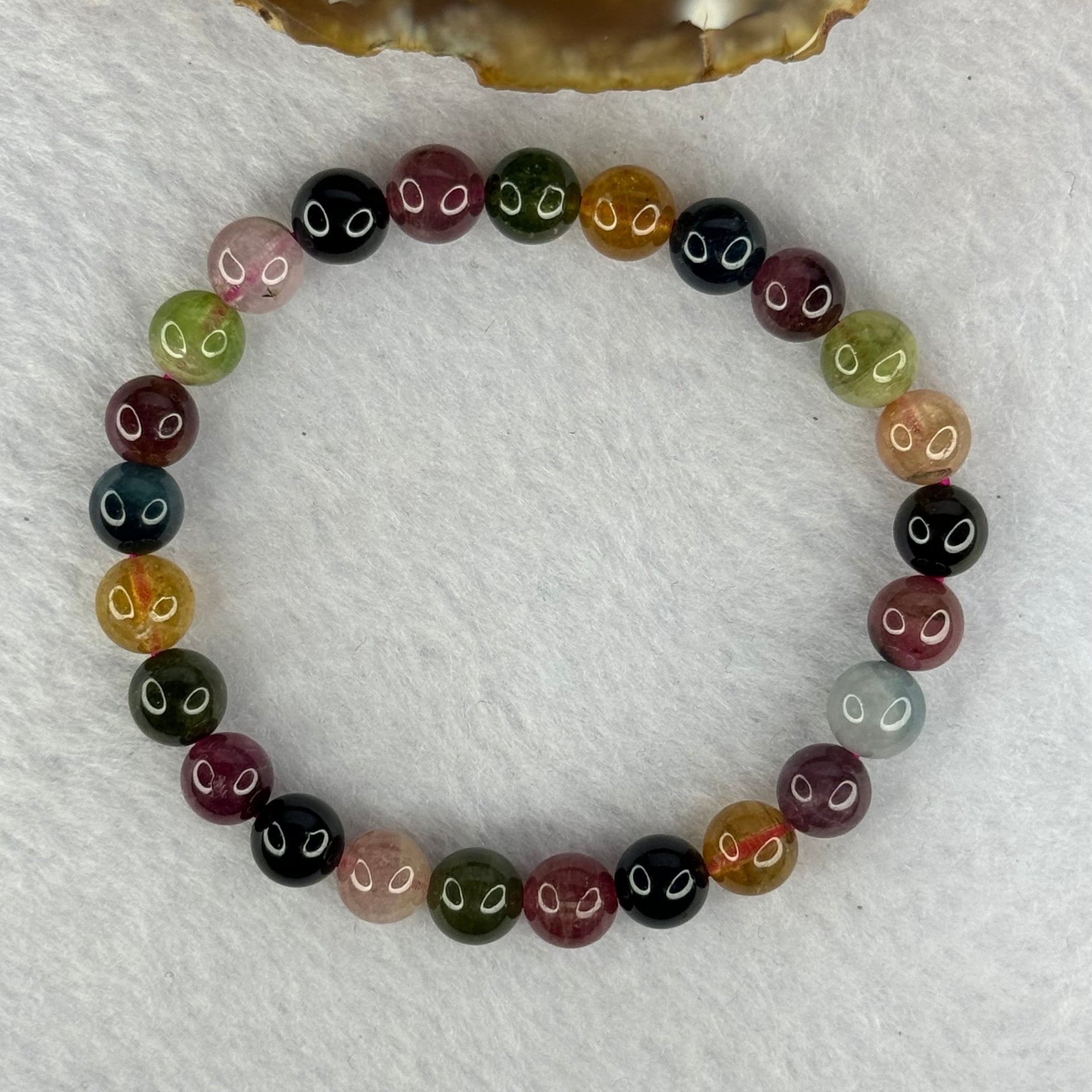 Good Grade Natural Tourmaline Beads Bracelet 好的天然碧玺珠手链 14.37g 15cm 7.3mm 25 Beads - Huangs Jadeite and Jewelry Pte Ltd