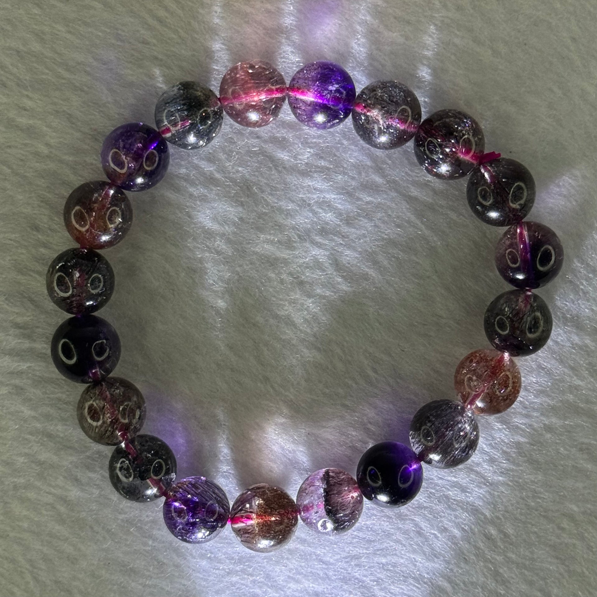 Superior Grade Natural Transparent Blackcurrant Super 7 Beads Bracelet 特级透明天然黑加仑超级七珠手链 24.66g 16cm 9.9mm 20 Beads - Huangs Jadeite and Jewelry Pte Ltd