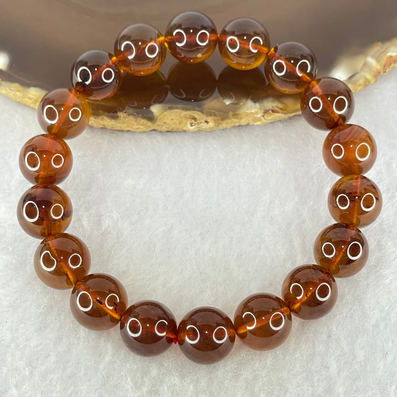 Good Grade Natural Cognac Amber Beads Bracelet 天然黄琥珀手链 15.42g 18cm 11.6mm 18 Beads