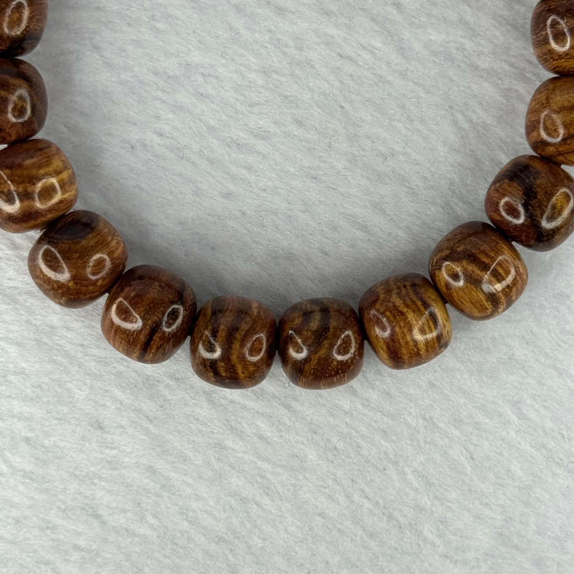 Natural Hainan Huang Huali Rosewood Beads Bracelet 天然海南黄花梨手链 9.94g 17cm 10.9mm 20 Beads - Huangs Jadeite and Jewelry Pte Ltd