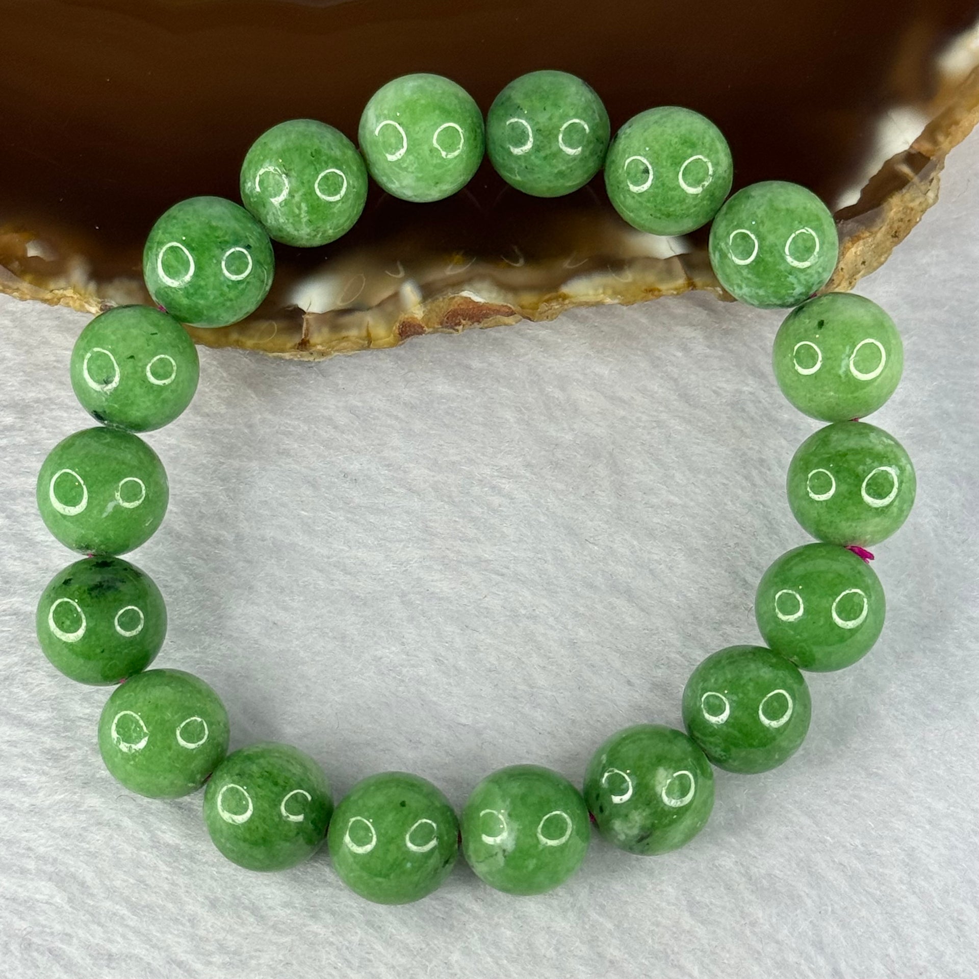 Natural Emerald And Ruby Zoisite Beads Bracelet 47.04g 18cm 11.8mm 18 Beads - Huangs Jadeite and Jewelry Pte Ltd