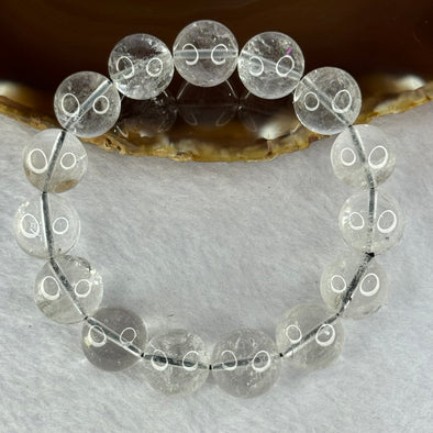Natural Titanium Rutilated Clear Quartz 53.56g by 18cm 14.0mm 15 Beads - Huangs Jadeite and Jewelry Pte Ltd